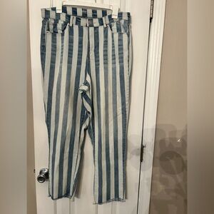 Soho Blue and White Striped High Rise Jeans